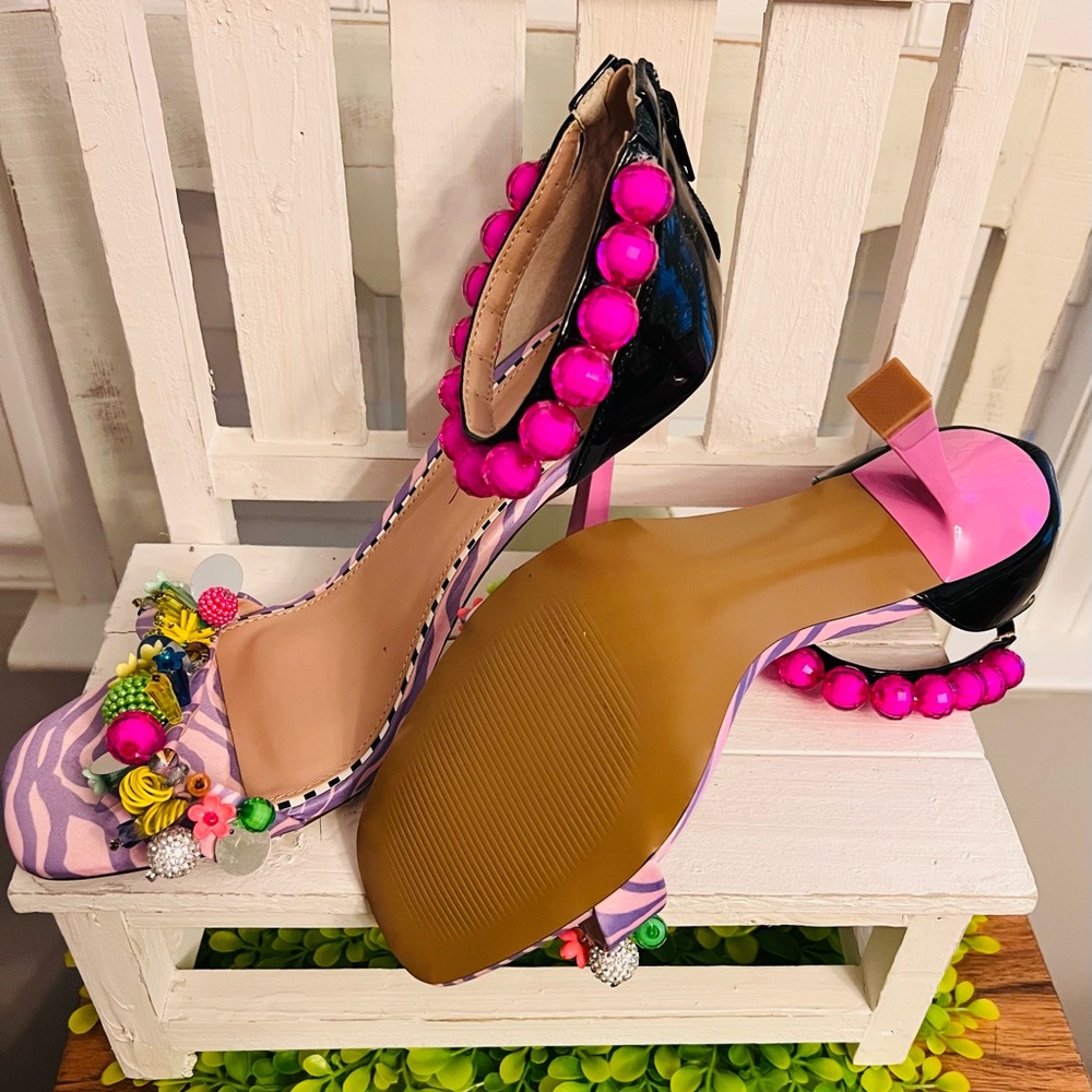 Betsey Johnson Pink and Black Heels with Playful Platform